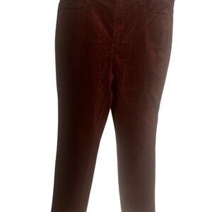 LOFT Women’s High Rise Curvy Fit Skinny Pants 32/14 Burgundy/Brown Mid Rise Zip
